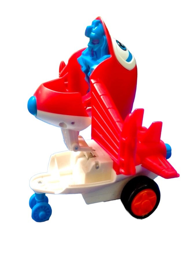 Caught Trendy Cute Character Pull and Push go Back Transforming into Battle Aeroplane Friction Fight Action Figure Toy Vehicle for Kids and Best Birthday Return Gift for Kids 3+ Age. - Image 4